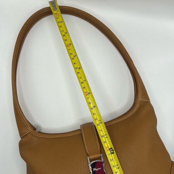 Salvatore Ferragamo Leather Shoulder Bag with Silver Buckle - Picture 13 of 15